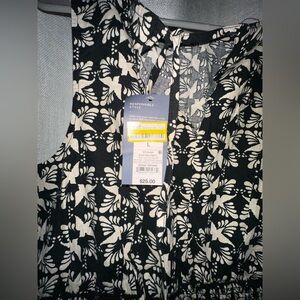 Black and white bird print short dress